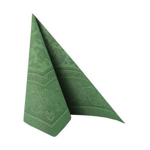 Napkins ROYAL Collection 1/4 Fold DARK GREEN Ornaments 40 x 40cm 15.75 x 15.75in