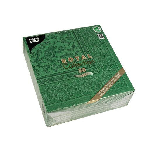 Napkins ROYAL Collection 1/4 Fold DARK GREEN Ornaments 40 x 40cm 15.75 x 15.75in