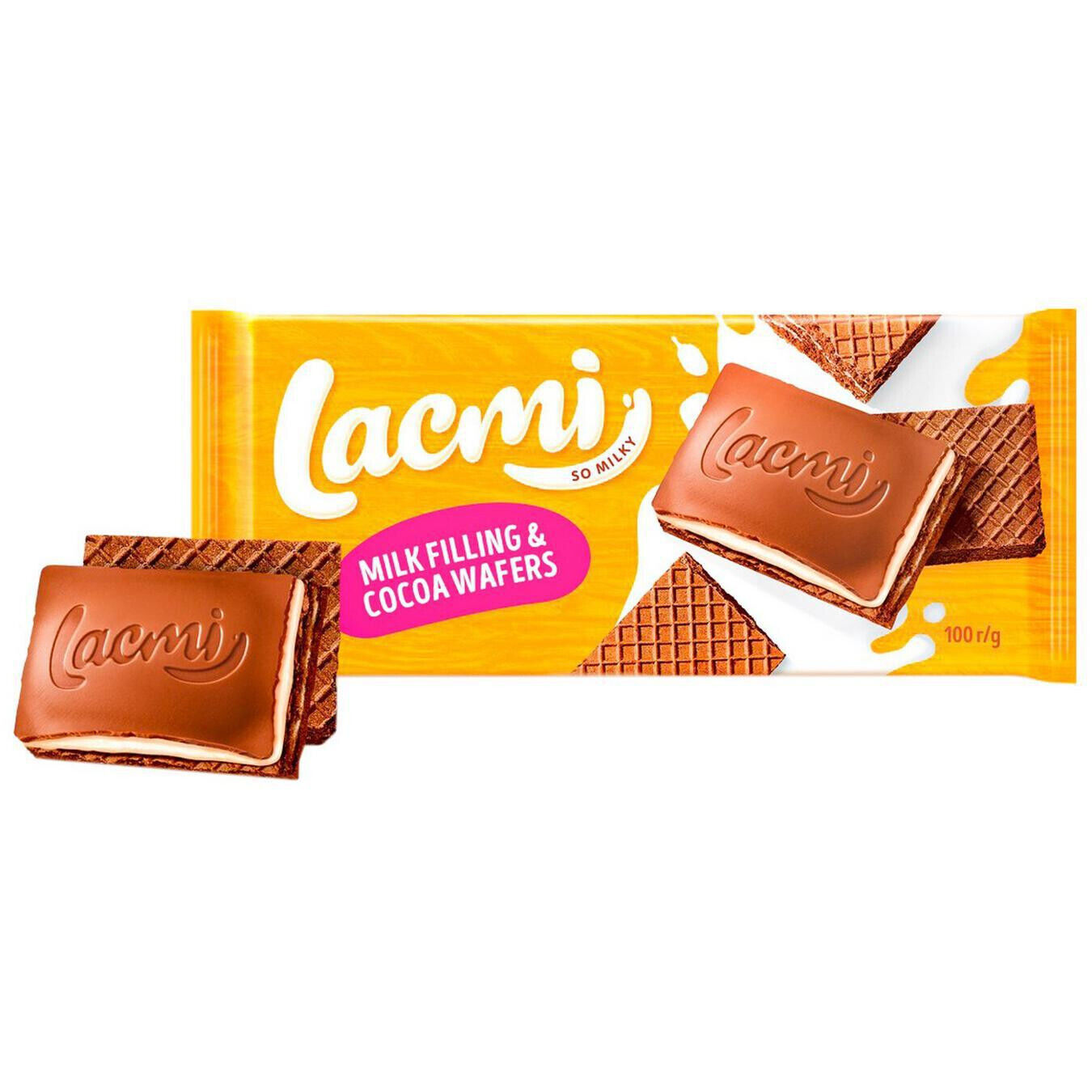 4 ROSHEN LACMI Chocolate Bars with Milk & Wafer Filling Ukrainian Sweets 90g