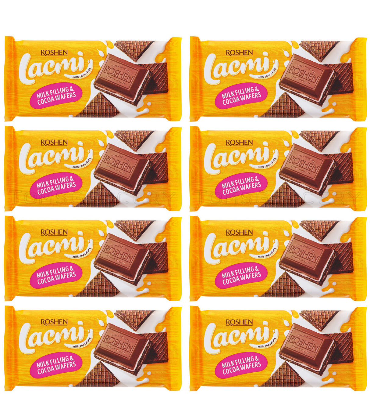 8 ROSHEN LACMI Chocolate Bars with Milk & Wafer Filling Ukrainian Sweets 90g