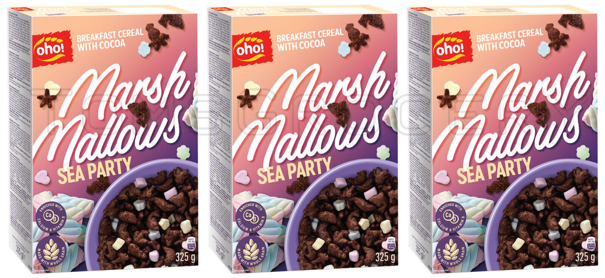3 BOXES SEA PARTY Breakfast Cereal with Cocoa & Marshmallows 325g 11.5oz