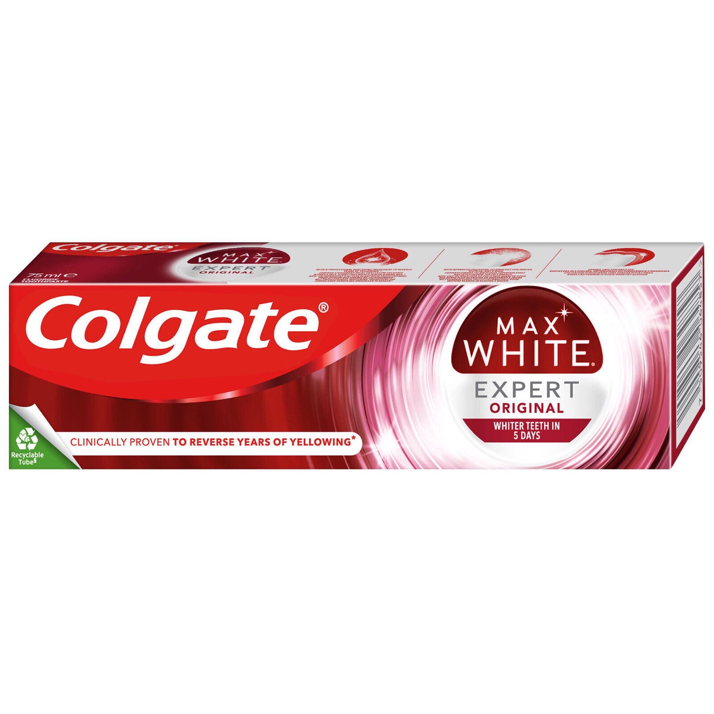 3 COLGATE MAX WHITE EXPERT ORIGINAL Whitening Toothpaste 75ml