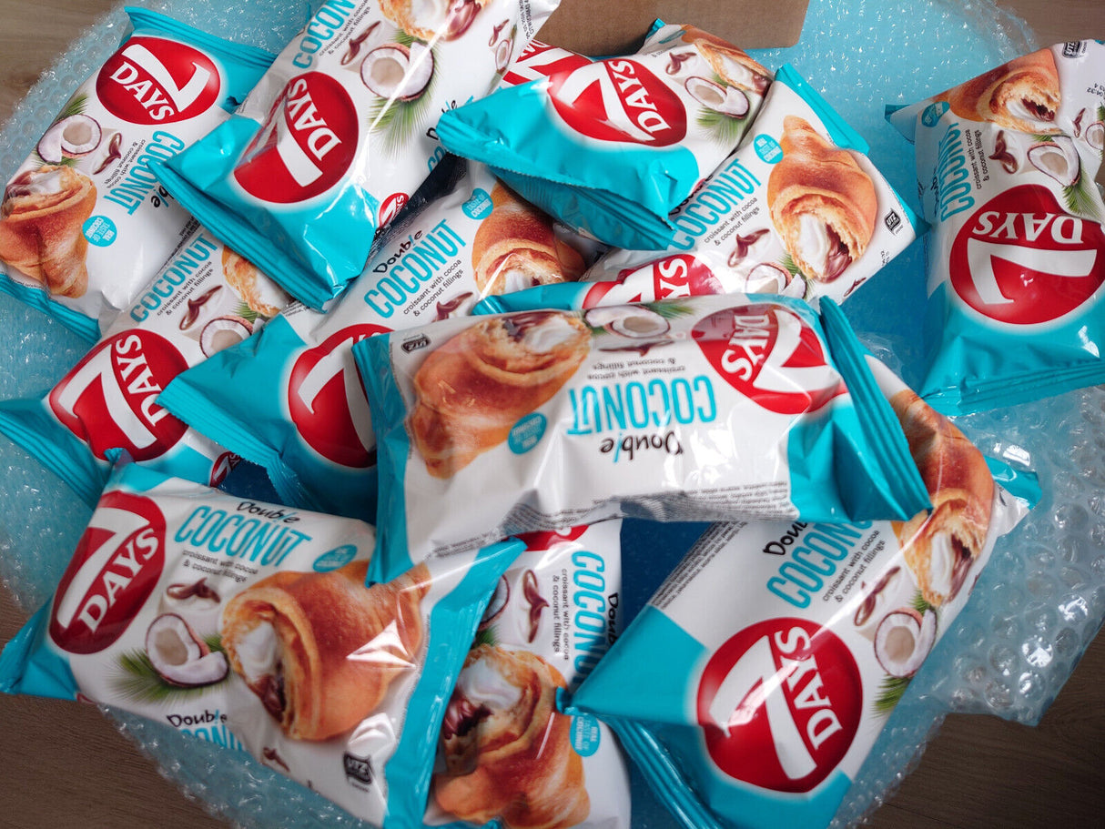 7DAYS Croissants with Cocoa & Coconut Filling Snacks Sweets 12 x 60g 2.1oz