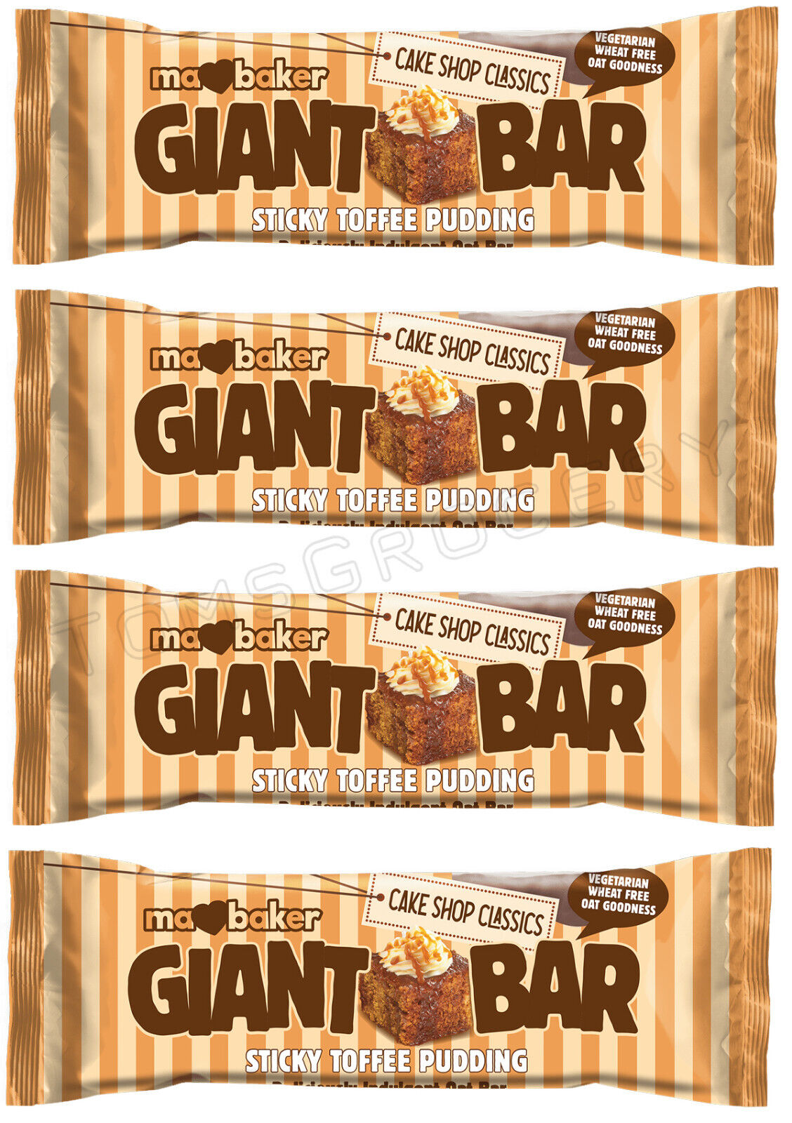 4 MA BAKER GIANT BAR Sticky Toffee Pudding Flavor Cereal Bars 100g 3.5oz