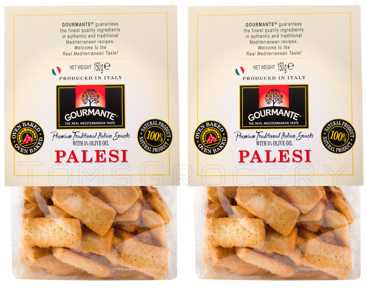 2 GOURMANTE PALESI Traditional Italian Snacks with Olive Oil Crackers 150g