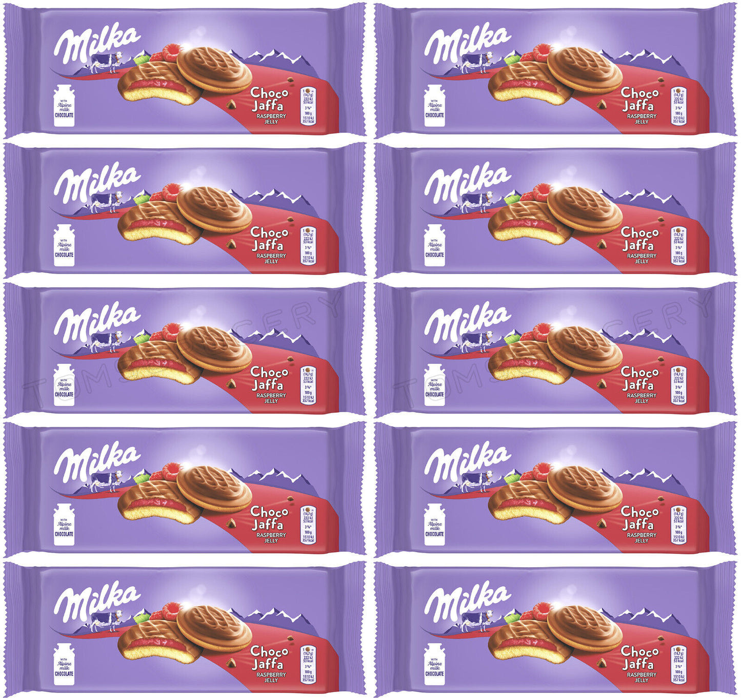 10 MILKA CHOCO JAFFA Cookie Packs with Raspberry Jelly Filling 147g 5.2oz
