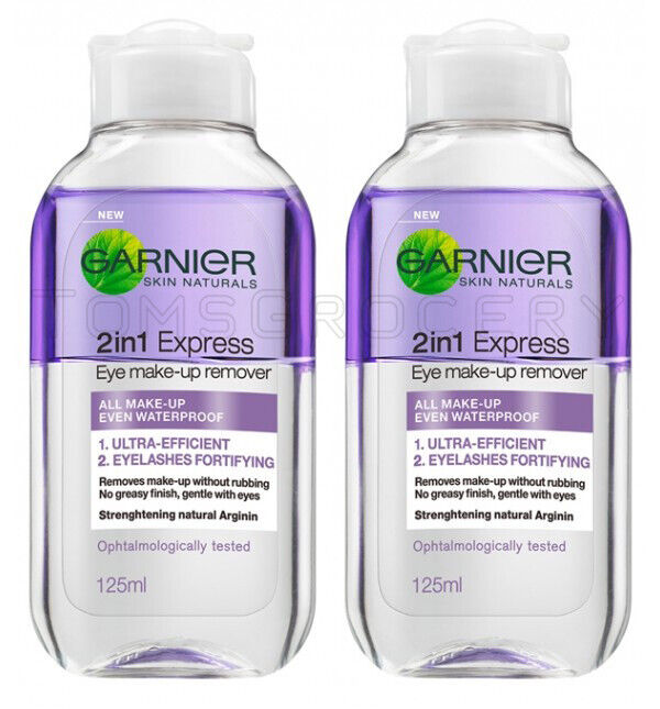 2 GARNIER 2in1 Express Ultra Efficient Make-Up Remover Bottles 125ml 4.2 fl oz