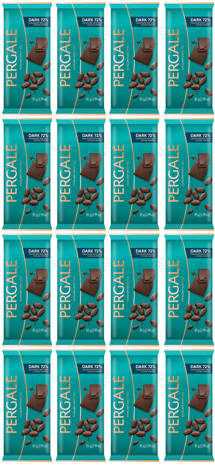 16 PERGALE 72% Cacao Dark Chocolate Bars 85g 3oz