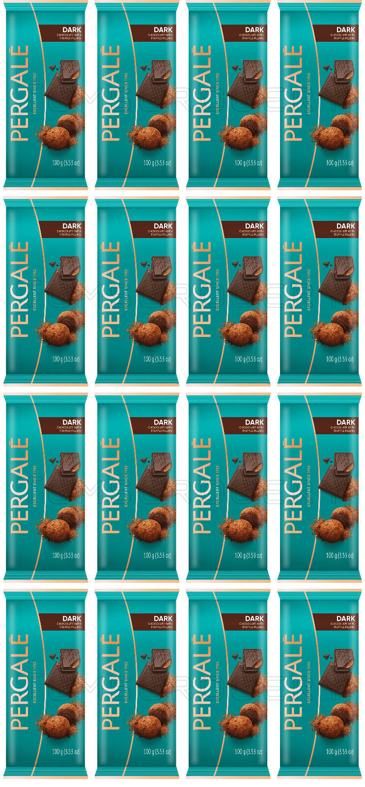 16 PERGALE DARK CHOCOLATE Bars with Truffle Filling 100g 3.5oz