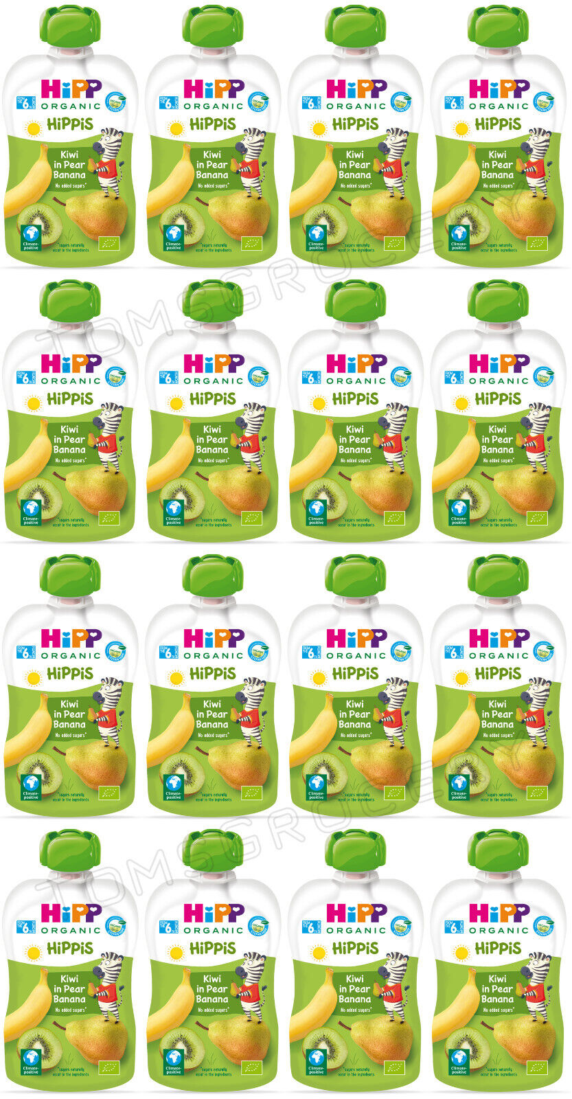 16 HIPP Organic Kiwi Pear Banana Puree Dessert from 6 Months 100g 3.5oz