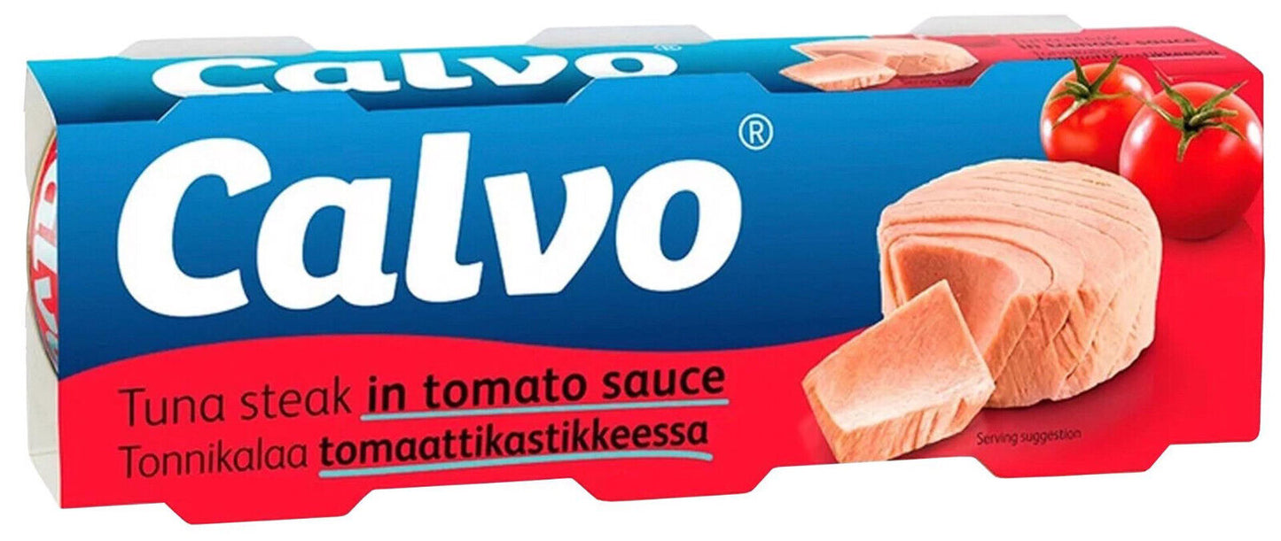 5 CALVO Tuna Steak in Tomato Sauce Packs Made in Spain (15 tins) 240g 8.5oz