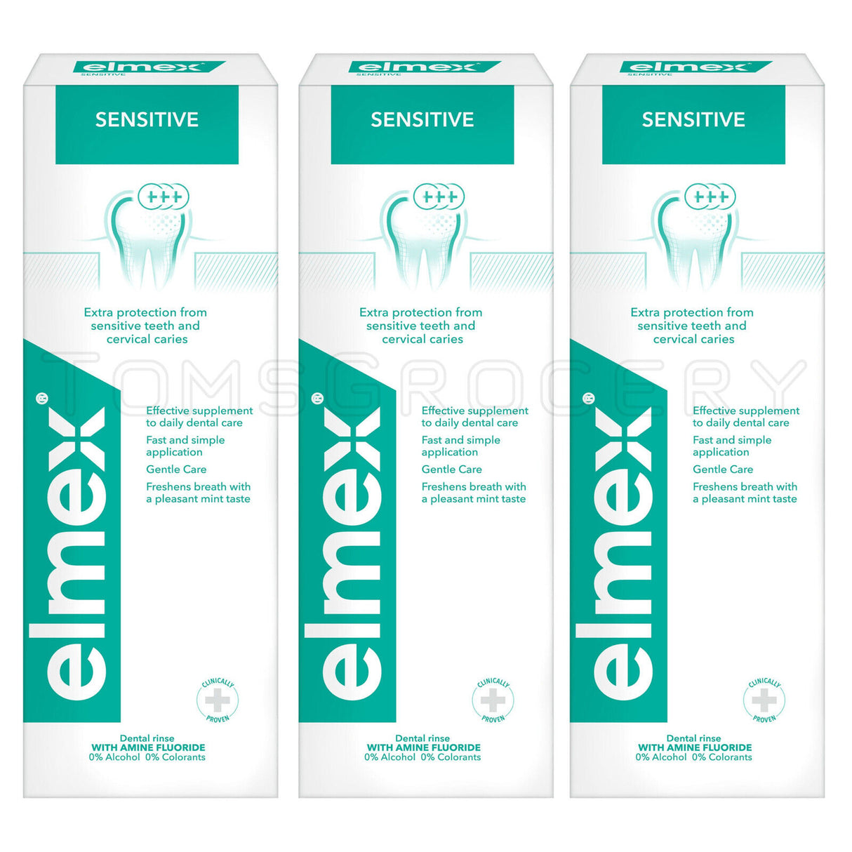 3 ELMEX SENSITIVE Daily Mouthwash Extra Protection 0% Alcohol 0% Colorants 400ml