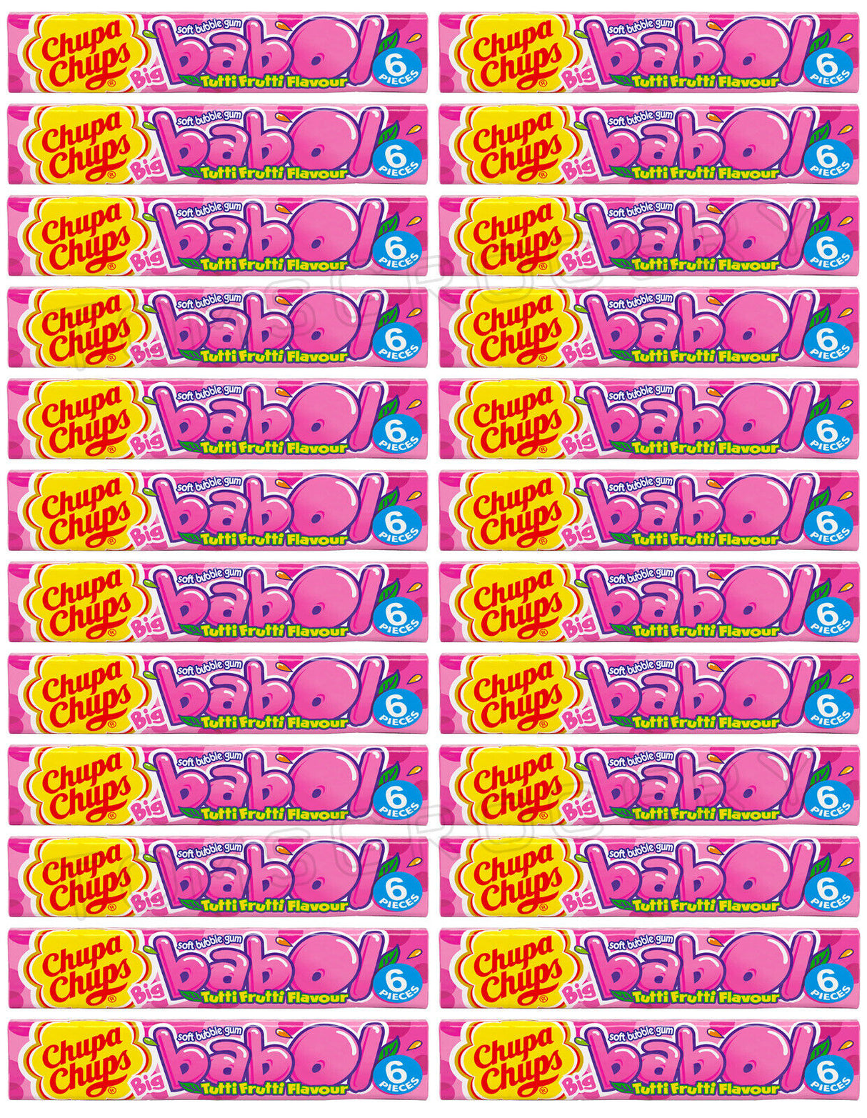 24 CHUPA CHUPS BABOL Tutti Frutti Flavor Bubble Gum European Candy 27.6g 0.97oz