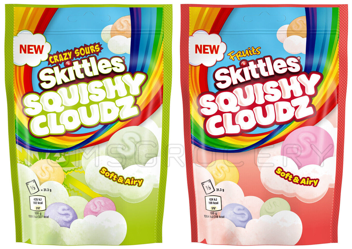 SKITTLES SQUISHY CLOUDZ Crazy Sours & Fruit Soft & Airy Dragee 94g 3.4oz