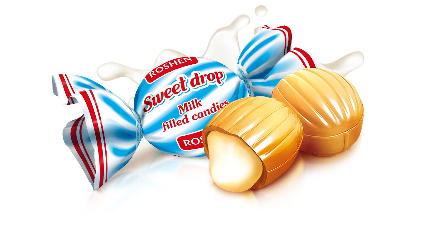 ROSHEN SWEET DROP Caramel Candies with Soft Milk Filling Party Sweets 35oz 1KG