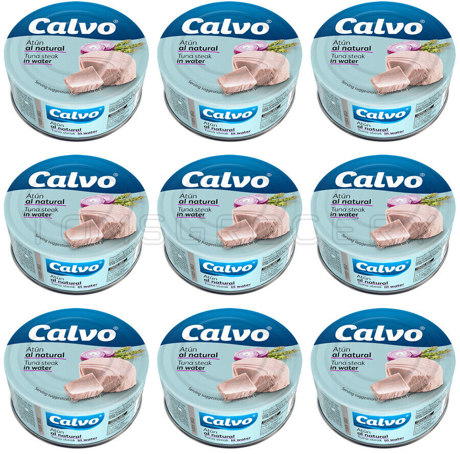 9 CALVO Natural Tuna Steak in Water Tins 160g 5.6oz
