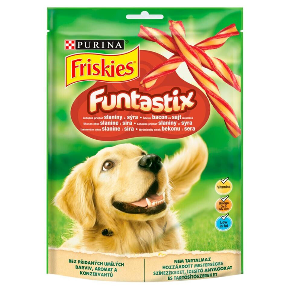 2 FRISKIES Funtastix Low Fat Bacon & Cheese Dog Treats with Vitamins 175g 6.1oz