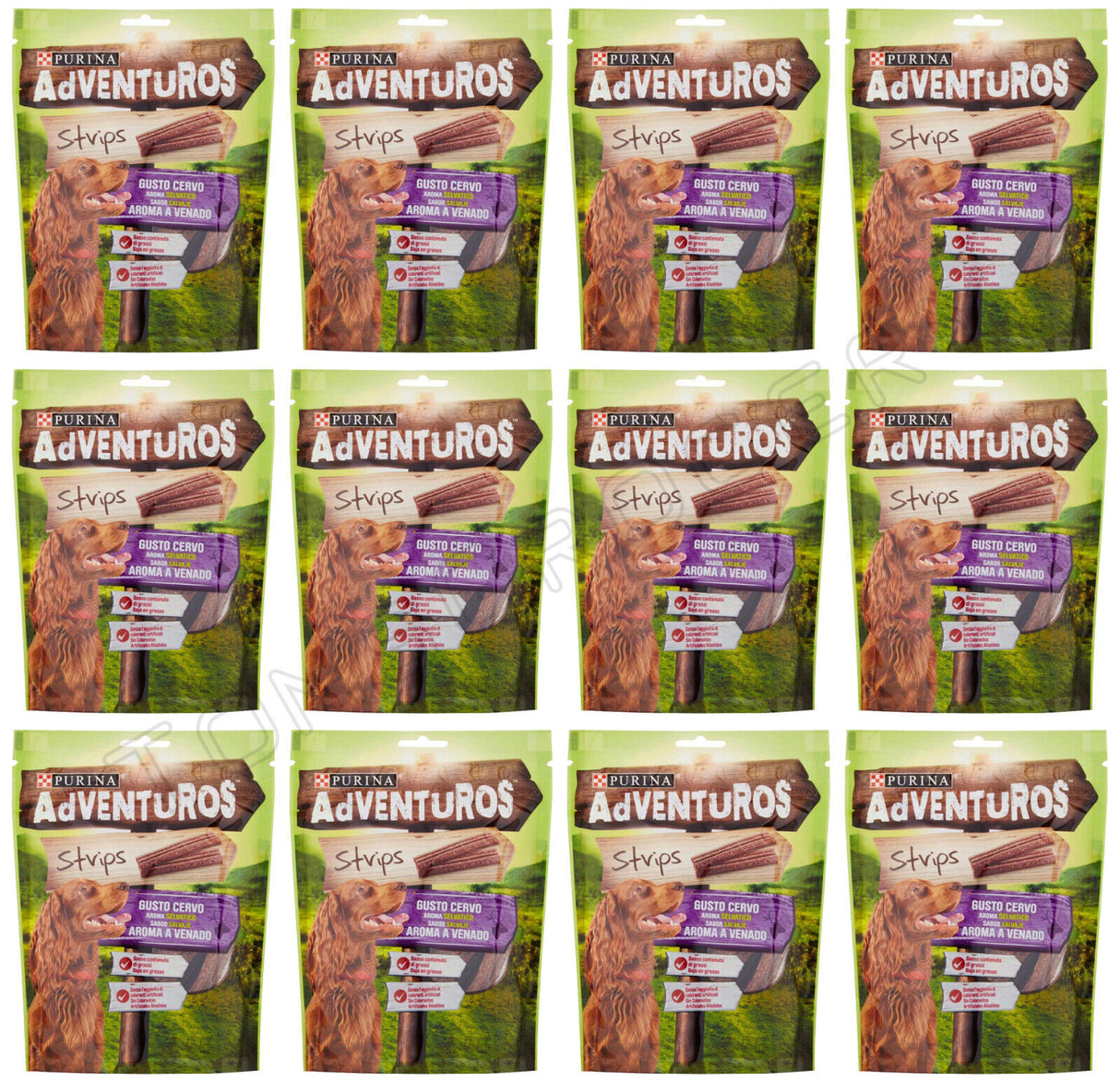 12 PURINA ADVENTUROS Venison Wild Flavor Low Fat Strips Dog Treats 90g 3.17oz