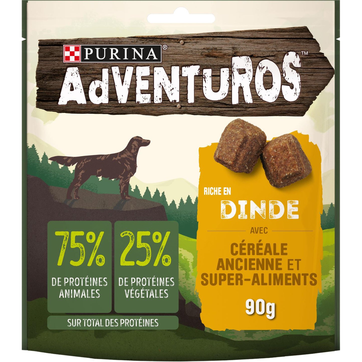 4 PURINA ADVENTUROS DINDE Turkey Superfood Dog Treats Bites 90g 3.17oz