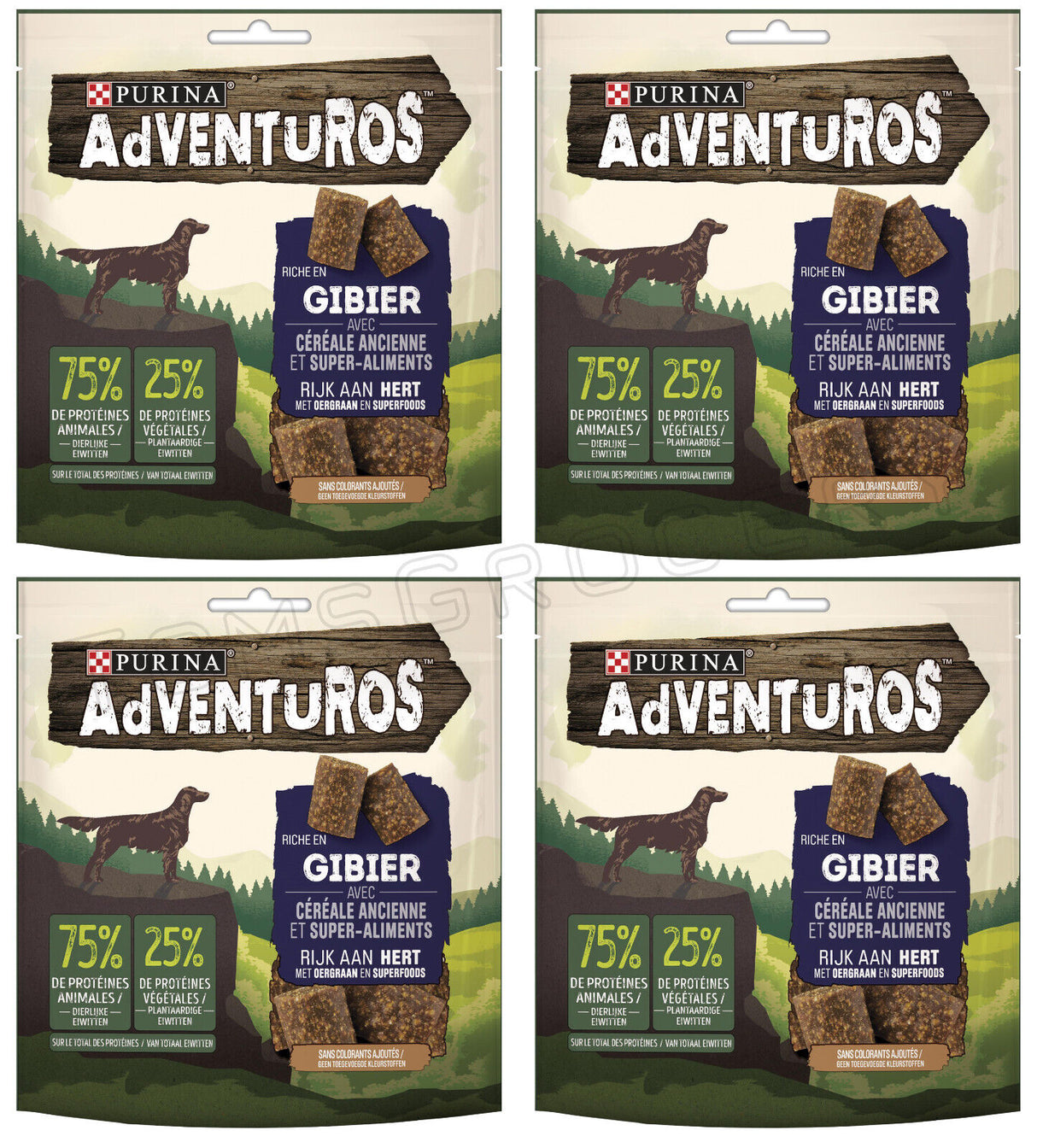 4 PURINA ADVENTUROS GIBIER Venison Superfood Dog Treats Bites 90g 3.17oz