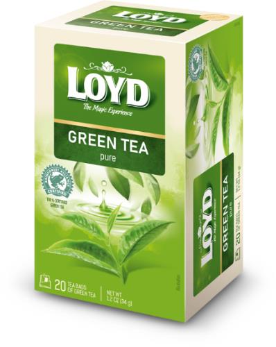 4 LOYD Pure Green Tea 20 Envelope Boxes (80 servings total)