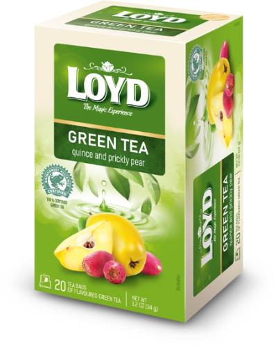 4 LOYD Quince & Prickly Pear Flavor Green Tea Boxes (80 servings total)