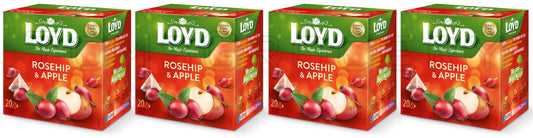 4 LOYD Rosehip & Apple Flavored Herbal Infusion Tea Boxes (80 servings total)