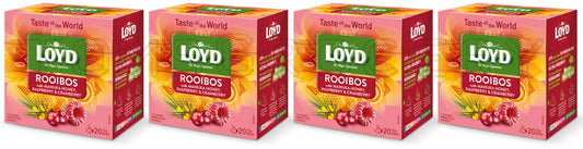 4 LOYD Rooibos Manuka Honey Raspberry & Cranberry Herbal Fruit Tea Infusion Box