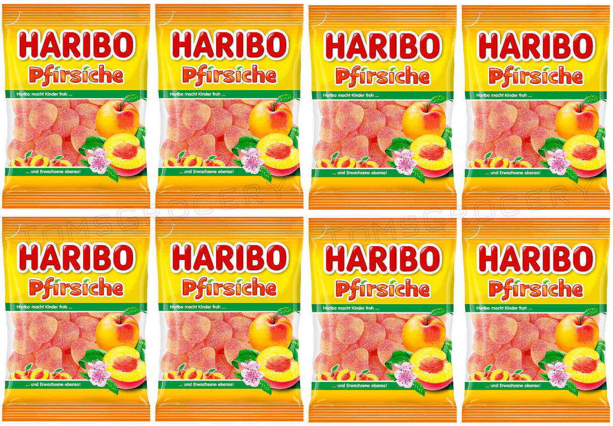 8 HARIBO PFIRSICHE Peach Flavor Sugar Coated Gummy Candy Sweets 175g 6.1oz