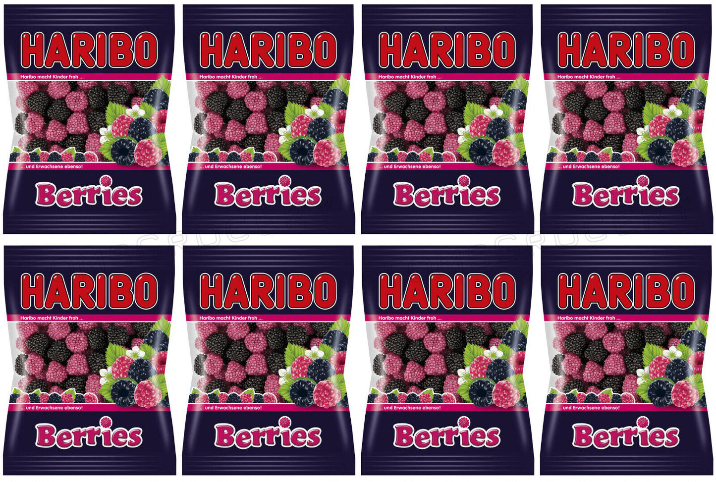 8 HARIBO BERRIES Raspberry & Blueberry Flavor Gummy Candy Sweets 100g 3.5oz