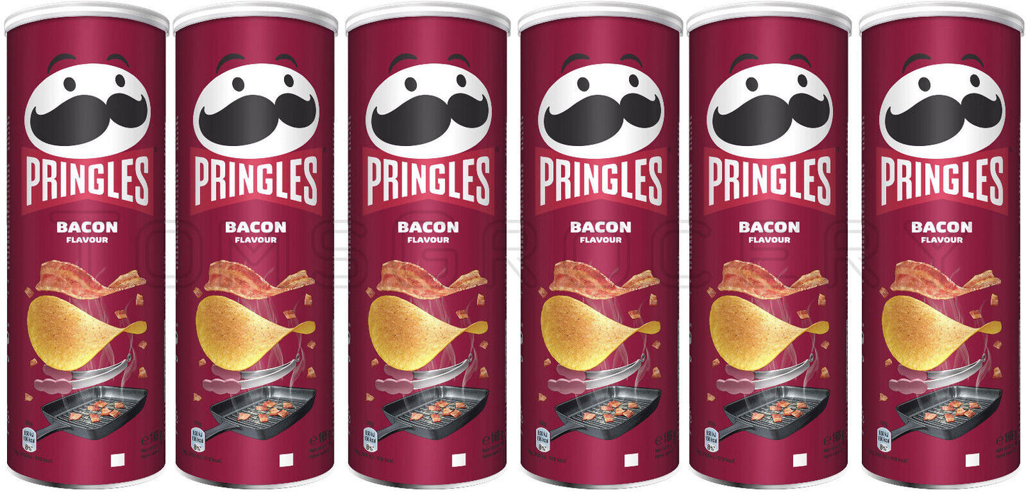 6 PRINGLES BACON Flavor Potato Chips Tubes European Snacks 165g 5.8oz