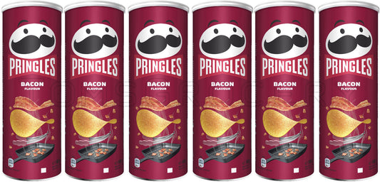 6 PRINGLES BACON Flavor Potato Chips Tubes European Snacks 165g 5.8oz