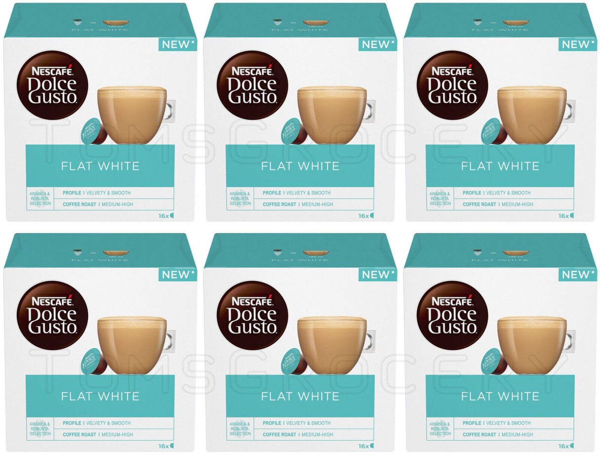 6 NESCAFE FLAT WHITE Dolce Gusto Instant Coffee Capsules Boxes