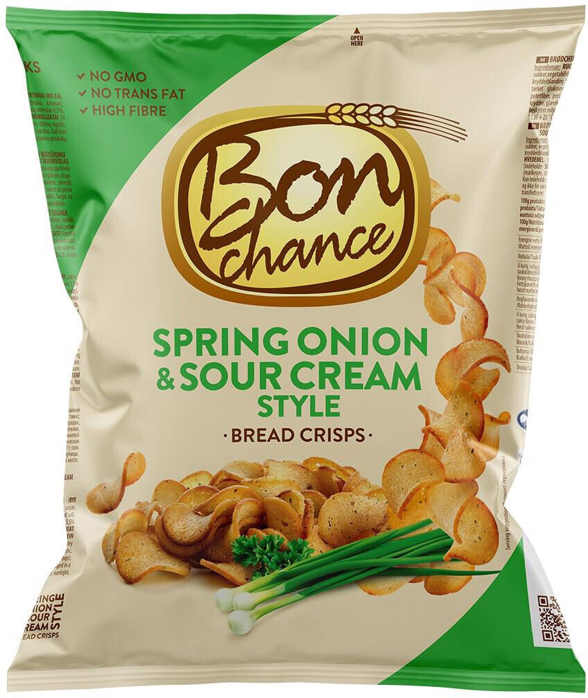 12 BON CHANCE SPRING ONION & SOUR CREAM Flavor Baked Bread Crisps Snacks 120g