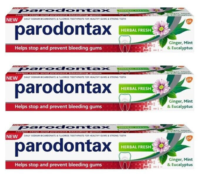 3 PARODONTAX HERBAL FRESH Daily Toothpaste with Ginger Mint & Eucalyptus 75ml