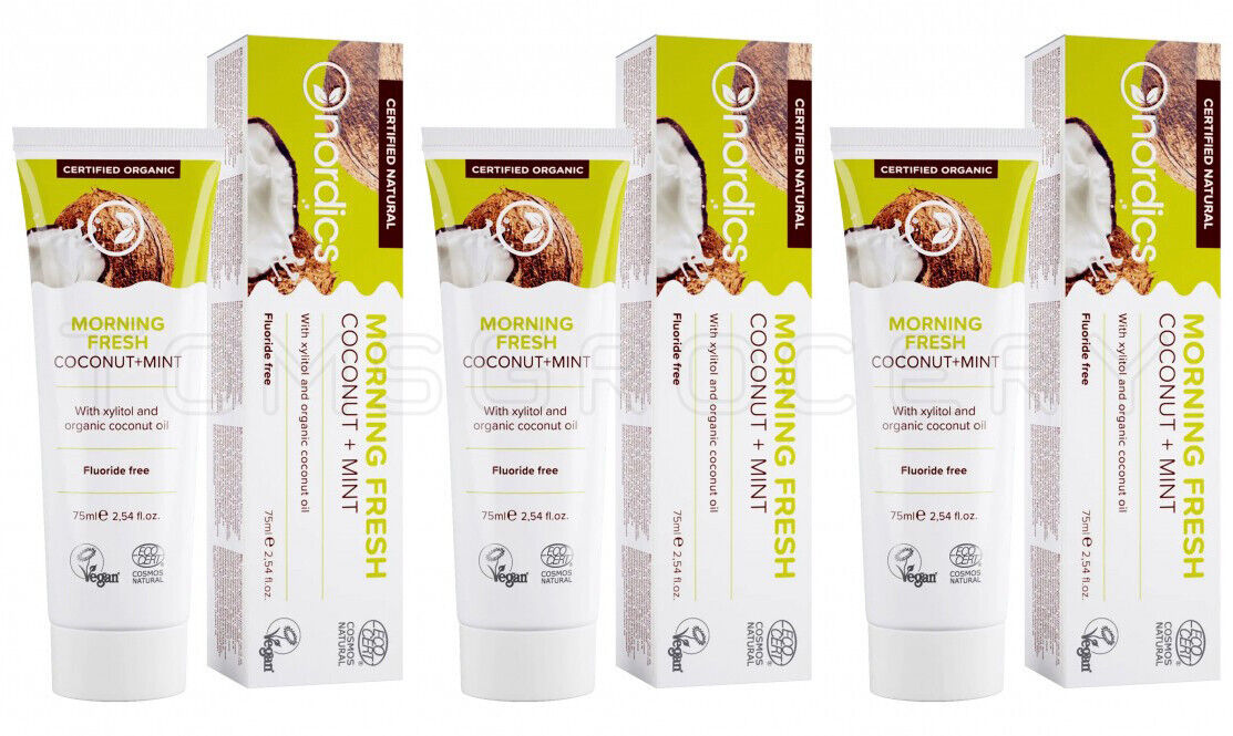 3 NORDICS MORNING FRESH Coconut & Mint Natural Toothpaste 75ml 2.54fl. oz