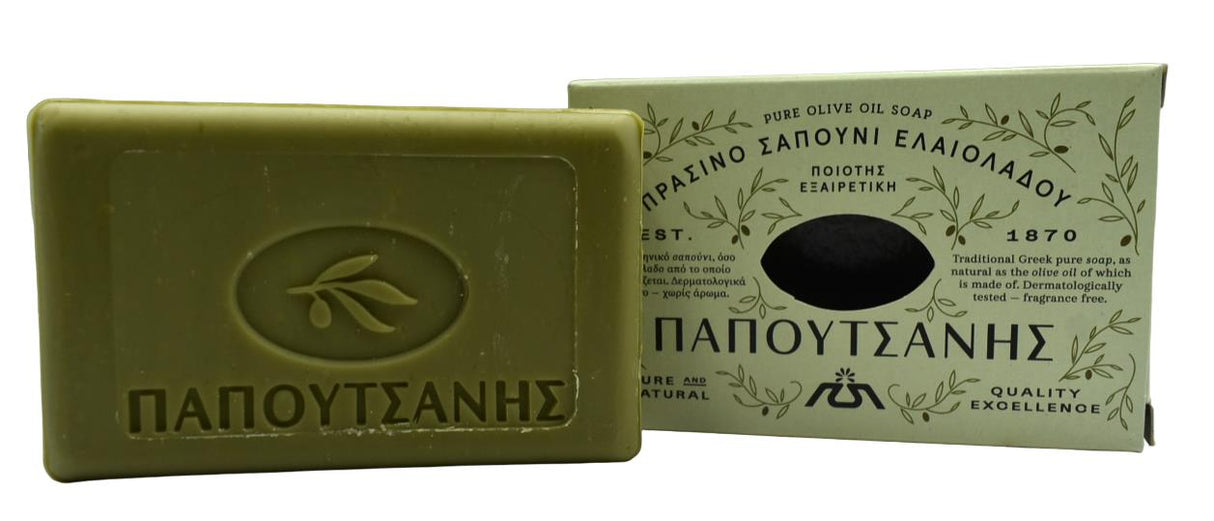 PAPOUTSANIS Traditional Greek Green Olive Oil Bar Soap 125g