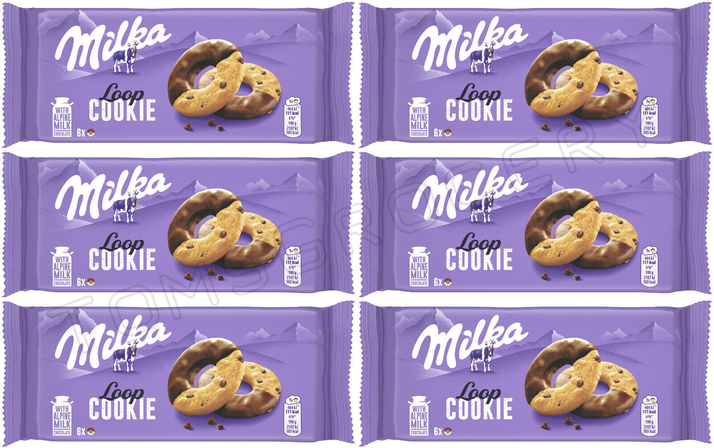 6 MILKA COOKIE LOOP Cookies with Alpine Milk Chocolate Sweets Snacks 132g 4.6oz