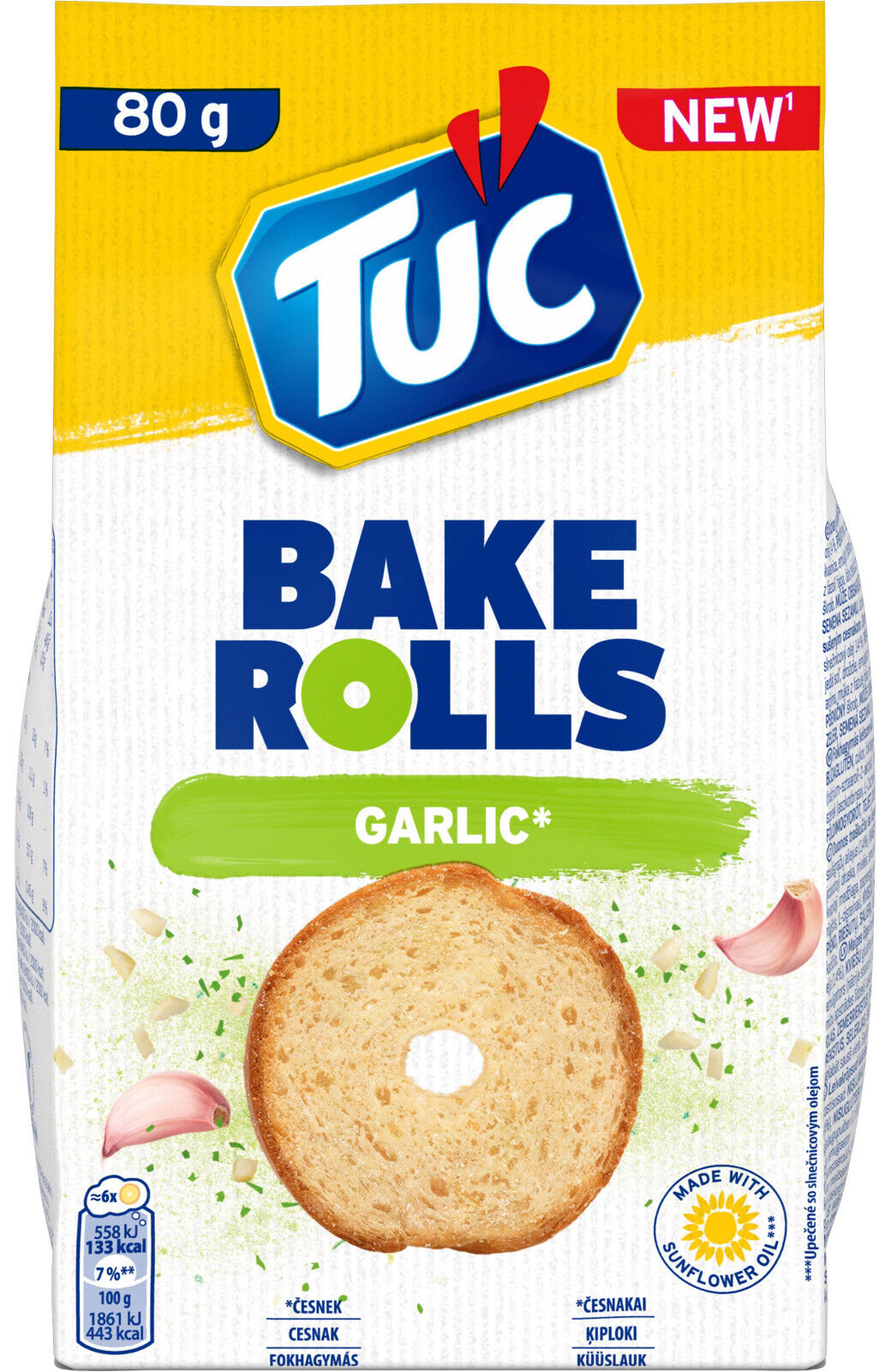 4 TUC BAKE ROLLS Garlic Flavor Oven Baked Bread Bites Snacks 80g 2.8oz