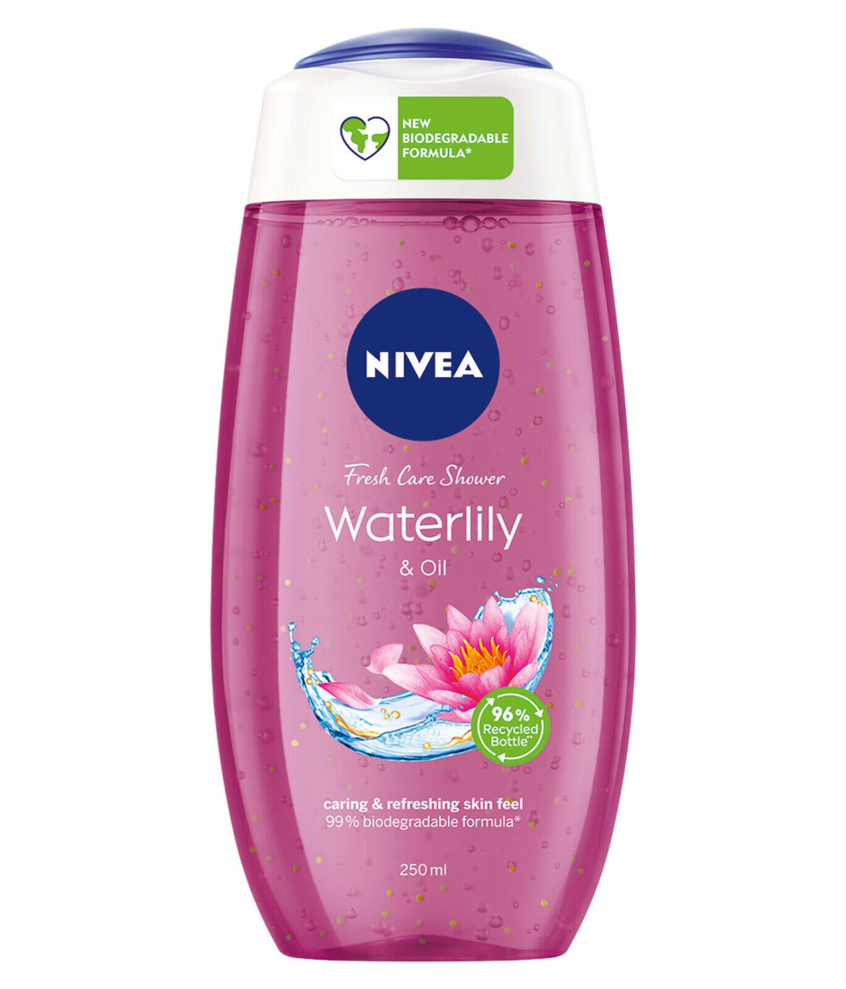 6 NIVEA Waterlily & Oil Caring & Refreshing Shower Gel Bottles 250ml 8.45 fl. oz