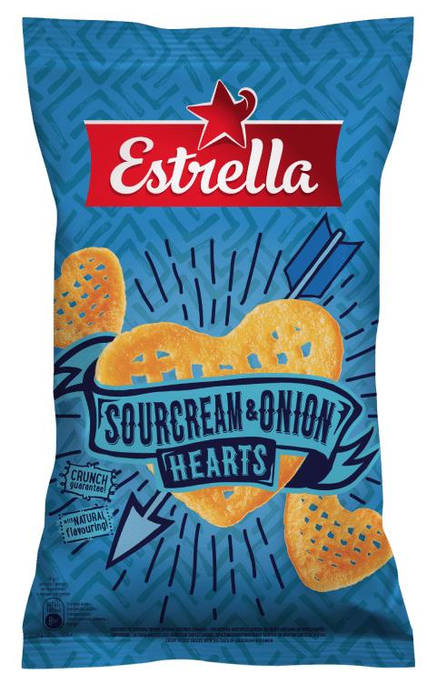 5 ESTRELLA SOUR CREAM & ONION HEARTS Crunchy Potato Chips Snacks 110g 3.9oz