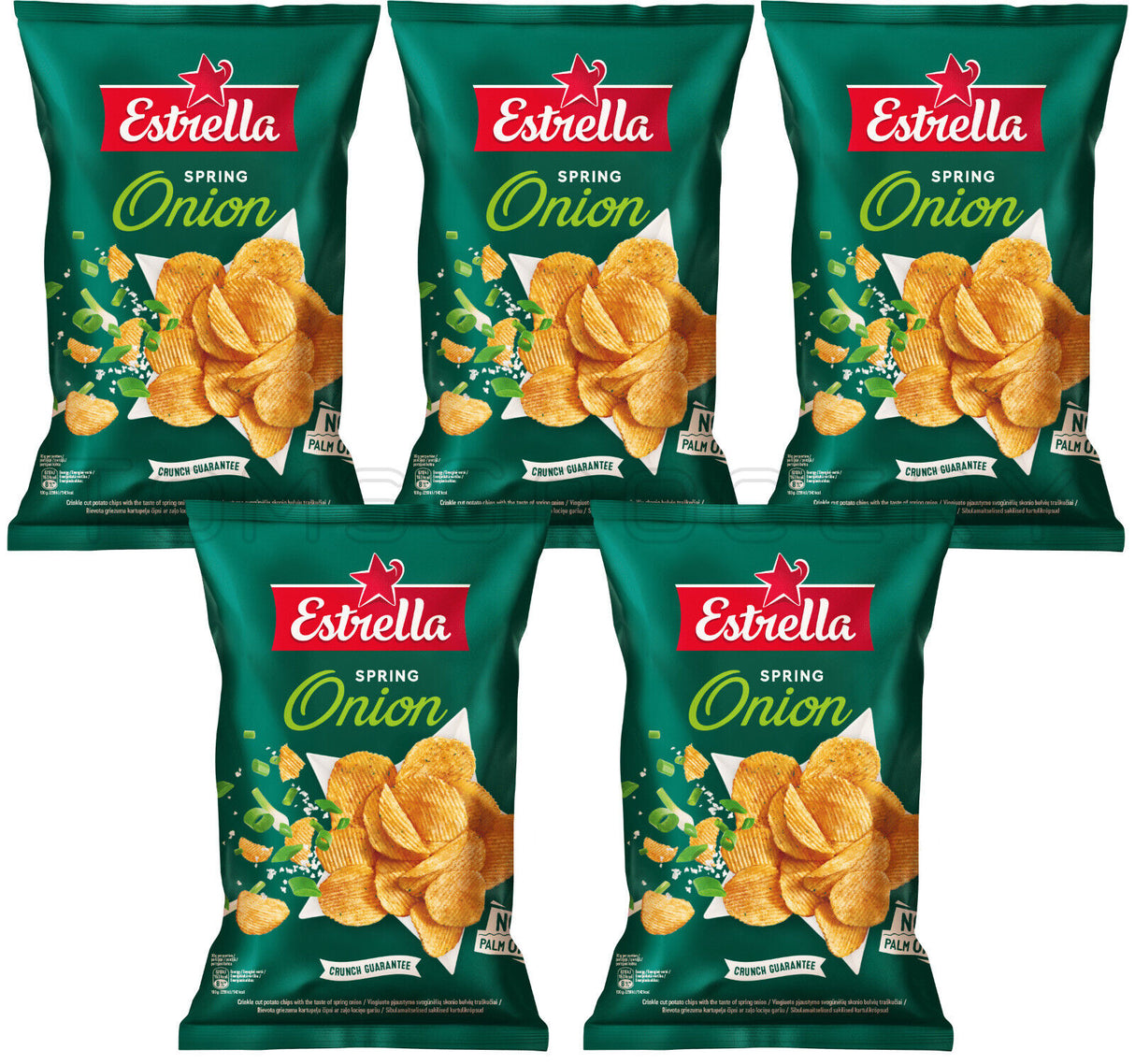 5 BAGS ESTRELLA SPRING ONION Flavor Potato Chips 130g 4.6oz