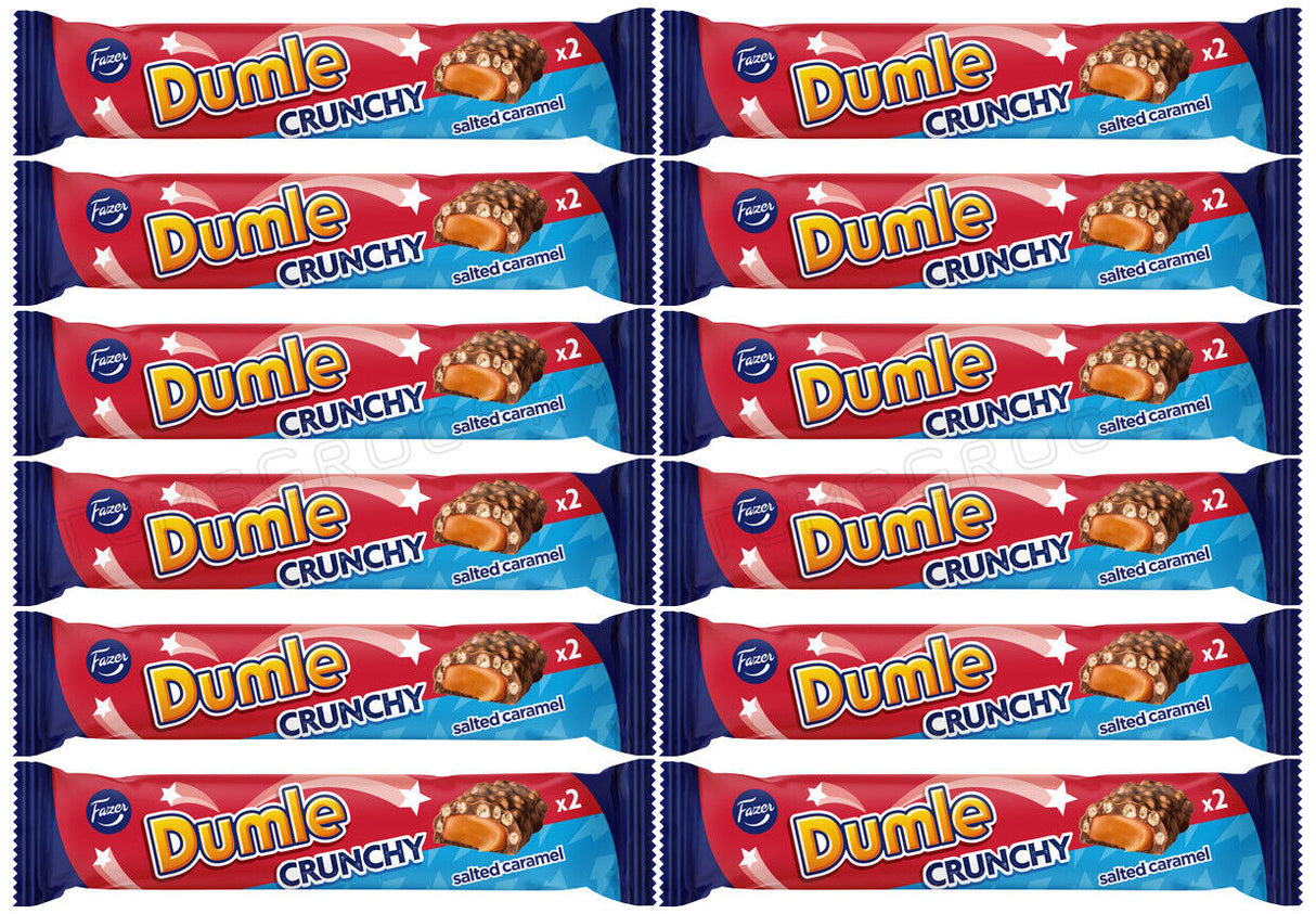12 FAZER DUMLE CRUNCHY Chocolate Bar with Toffee & Rice Crisps Sweets 55g 1.9oz
