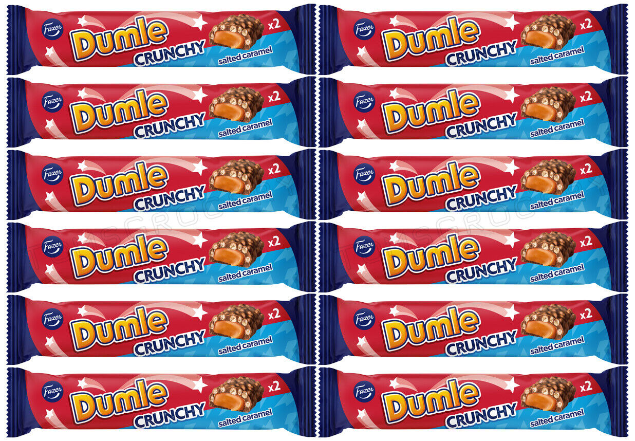 12 FAZER DUMLE CRUNCHY Chocolate Bar with Toffee & Rice Crisps Sweets 55g 1.9oz
