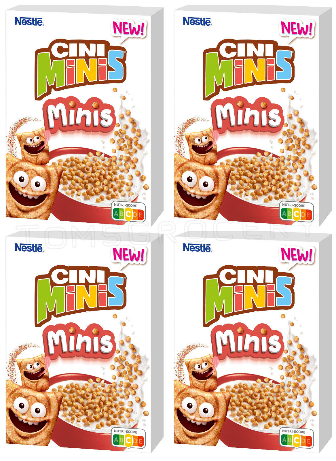 4 BOXES CINI MINIS Cinnamon Flavor Breakfast Cereals NEW 300g 10.5oz