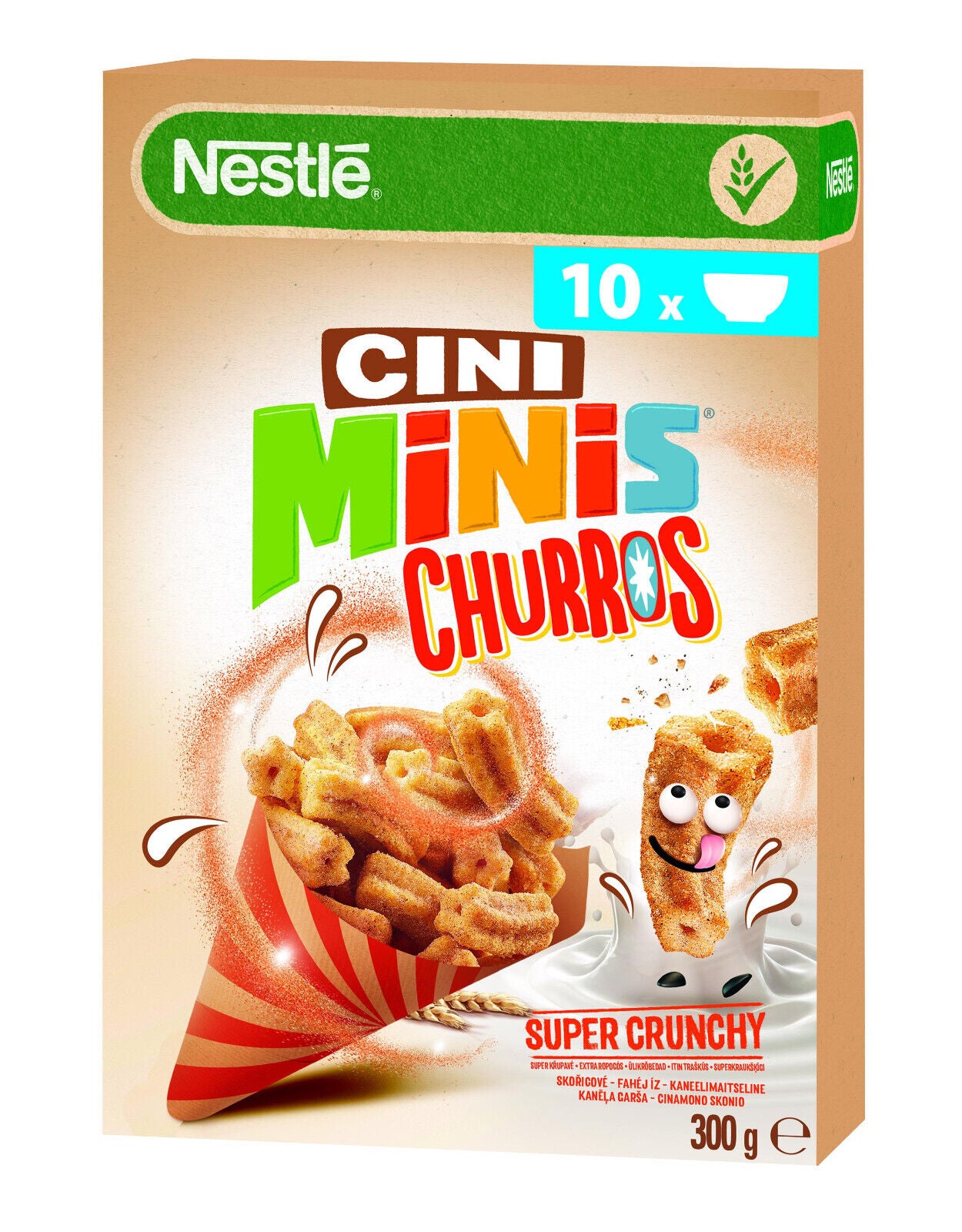 4 CINI MINIS CHURROS Super Crunchy Cinnamon Flavor Breakfast Cereal 300g 10.5oz