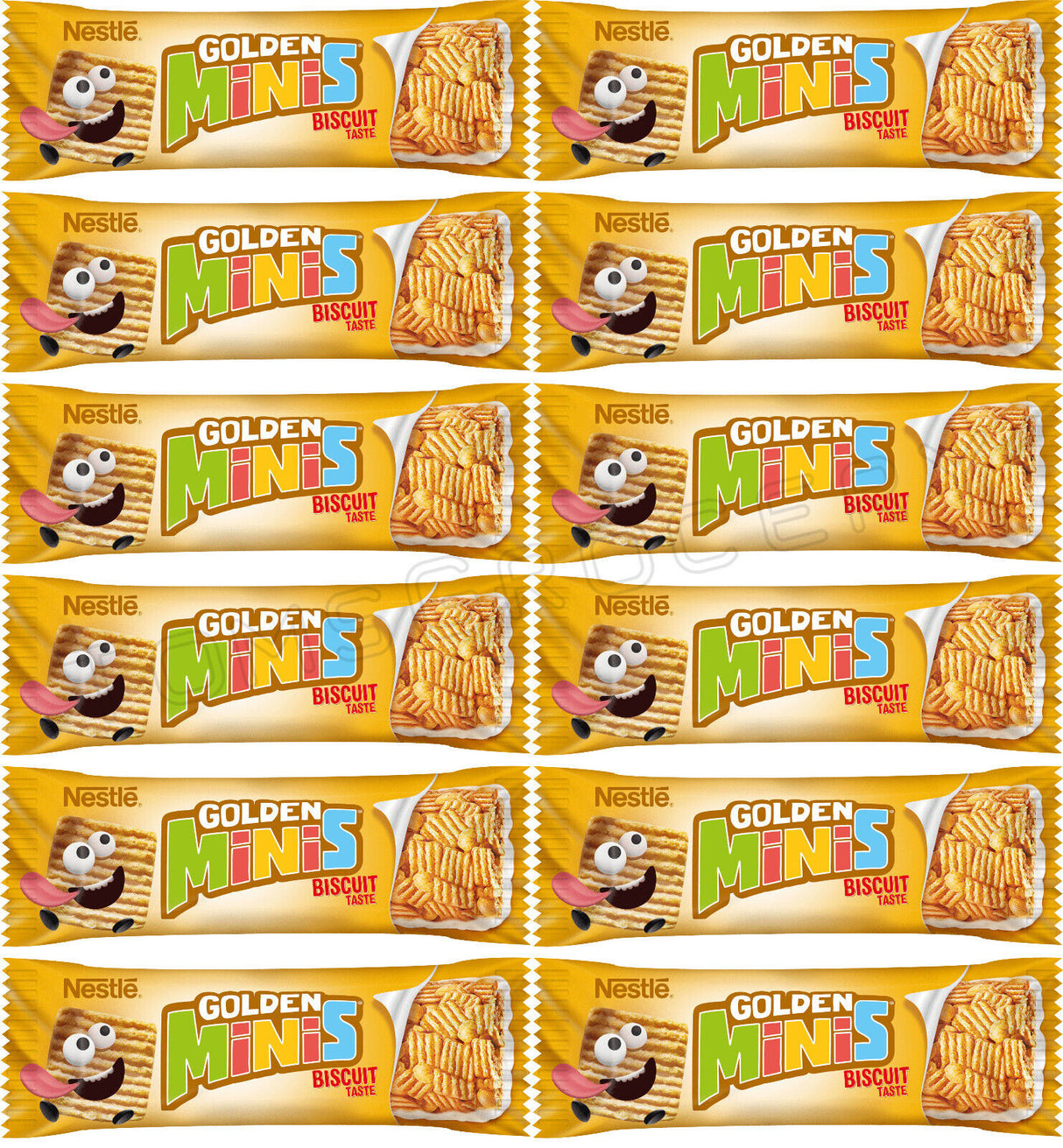 12 GOLDEN MINIS Biscuit Taste Breakfast Cereal Bars Snacks Sweets 25g 0.88oz