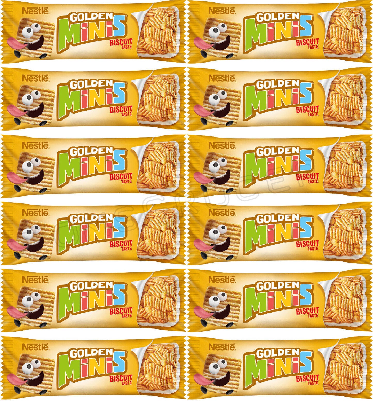 12 GOLDEN MINIS Biscuit Taste Breakfast Cereal Bars Snacks Sweets 25g 0.88oz