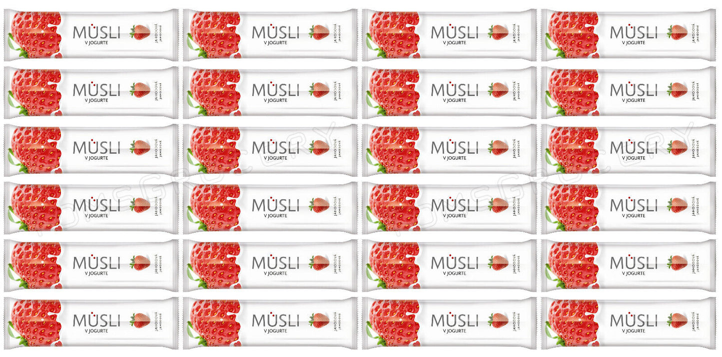 24 TEKMAR MUSLI Strawberry & Yogurt Breakfast Cereal Bars Snacks 30g 1.05oz