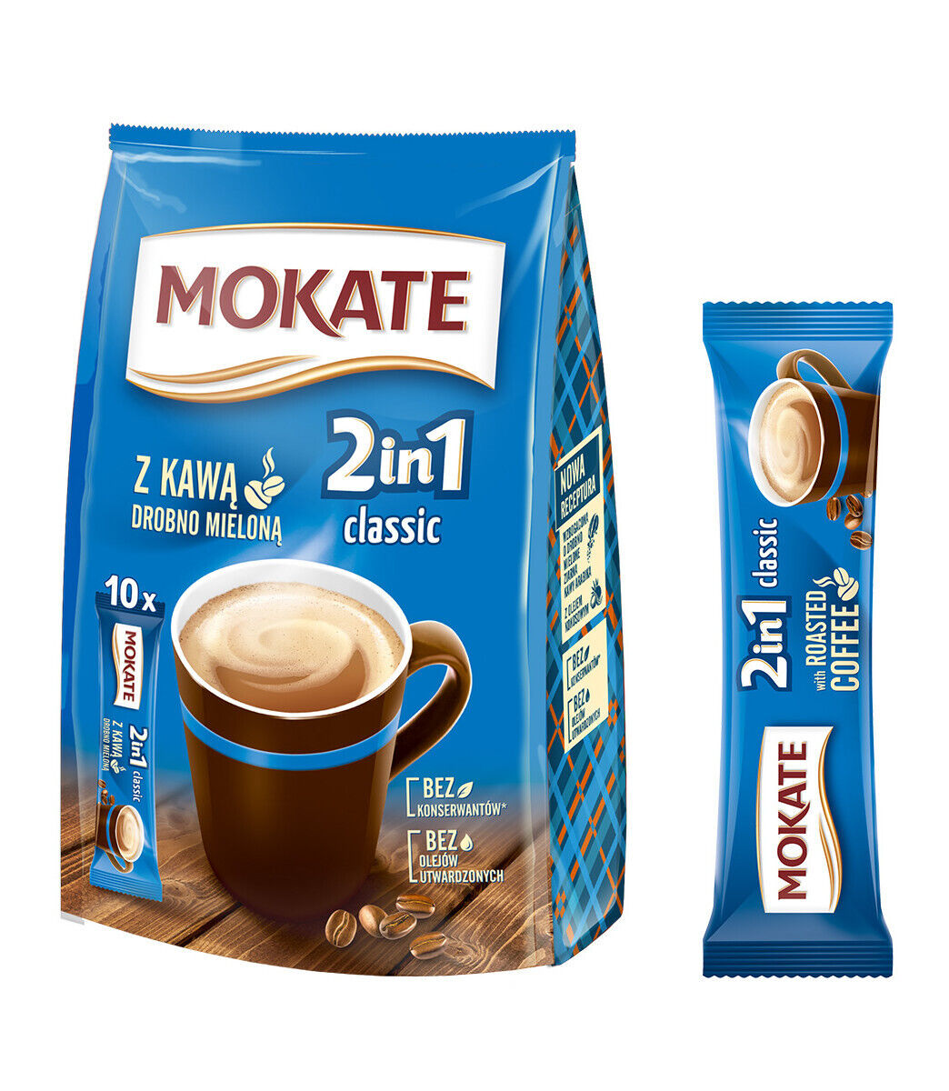 MOKATE CLASSIC 2in1 Instant Coffee 10 Sachets Bag with Roasted Coffee 140g 5oz